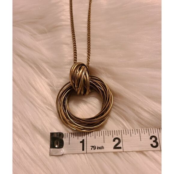 16" Chain Gold Double Ring Necklace - Picture 3 of 3